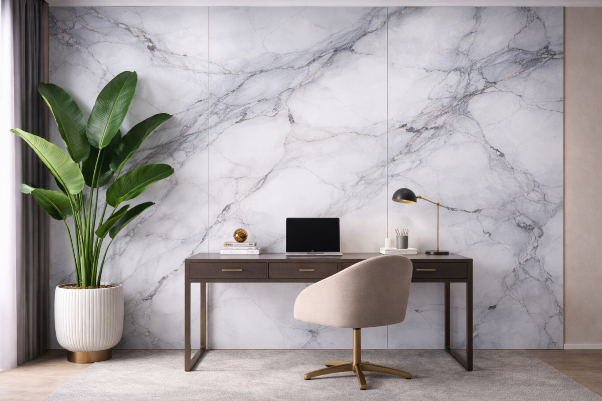 Матов мрамор за стилен интериор – PVC панели INTER 45, комплект 3×