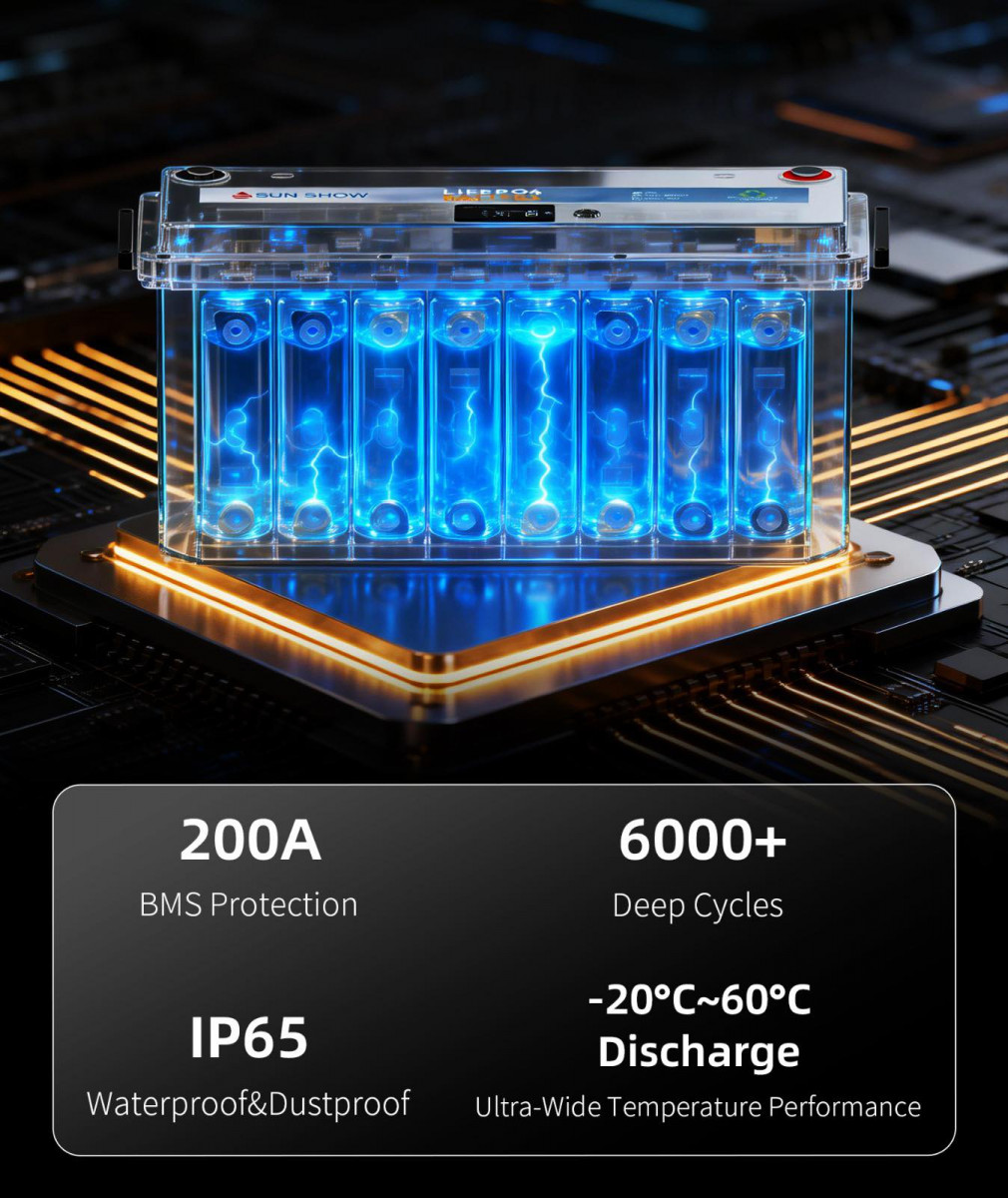LiFePO4 литиева батерия 12.8V 200Ah (2560Wh) Smart BMS 200A