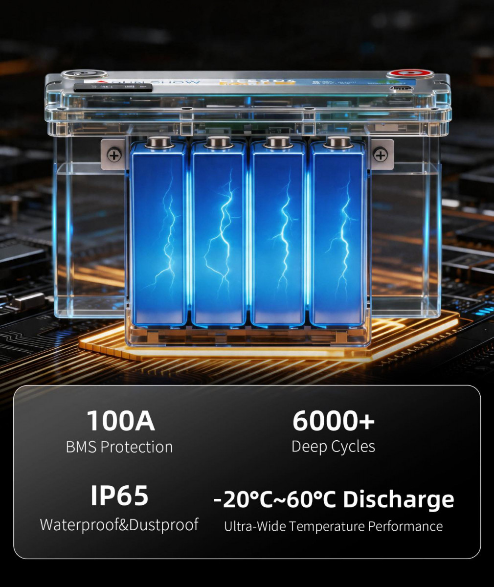 SUN SHOW LiFePO4 батерия 12.8V 100Ah Bluetooth 1280Wh