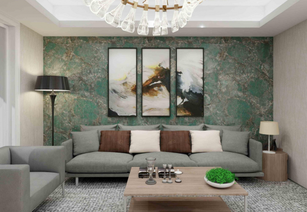 ПВЦ панел INTER 28 – Мат Зелен Мрамор | 1220×2600×3 мм