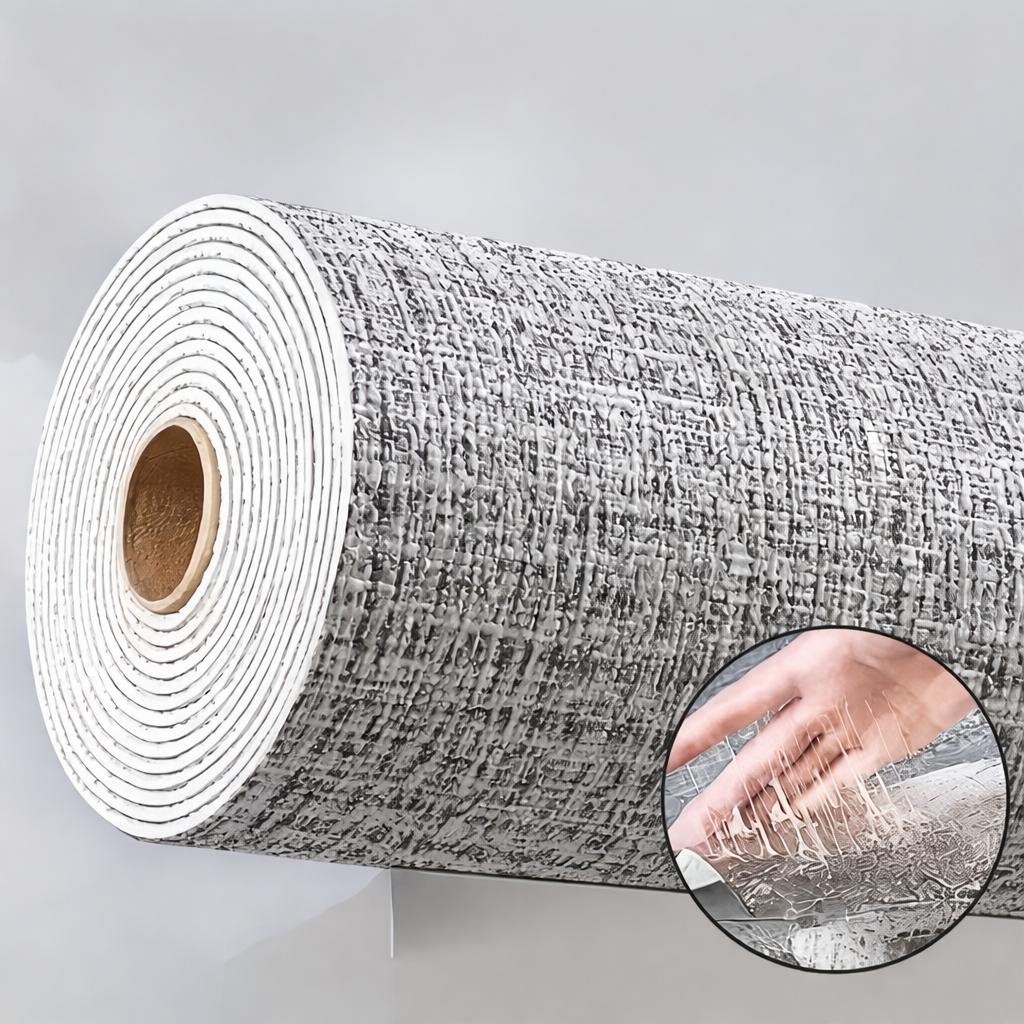 Самозалепващ PVC тапет „Лен“ — цвят сив