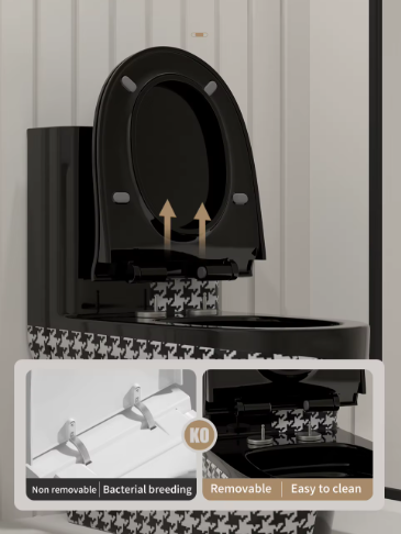 Керамичен моноблок Черен гланц – дизайнерски пепит