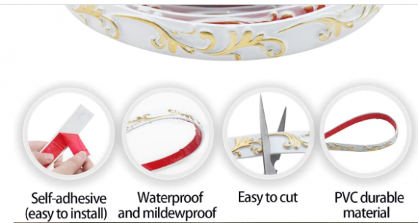 Декоративна лента (молдинг) 2.6 см, бяло-златна inter 235