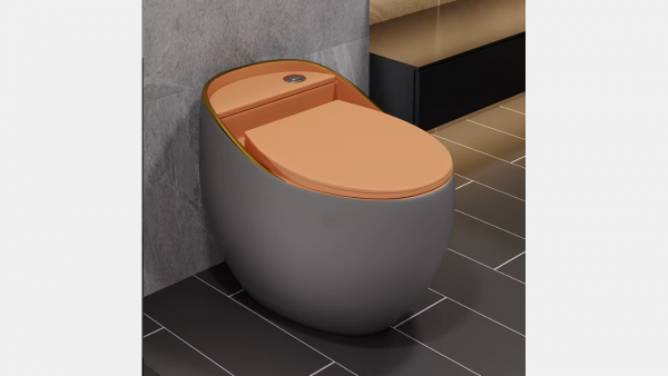 Дизайнерски яйцевиден моноблок – Сив мат с оранжев капак